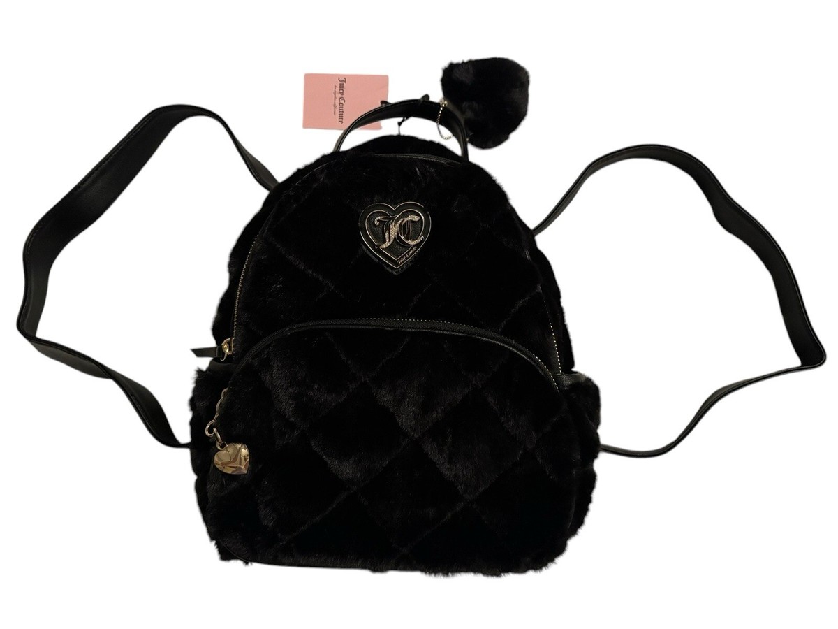 COMD☆JUICE BAG MINI JUICE COUTURE Black Fuzzy “Let's Get Cozy” FUR Mini 12x10x5