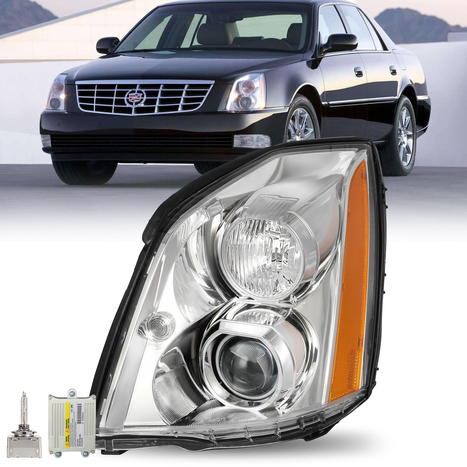 2006-2011 Cadillac DTS HID Projector Headlight with Bulbs & Ballast Left Side-image