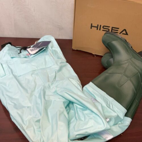 Hisea Mens Blue Black Fishing Sik Waterproof Chest Waders With Boot Foot Size 3