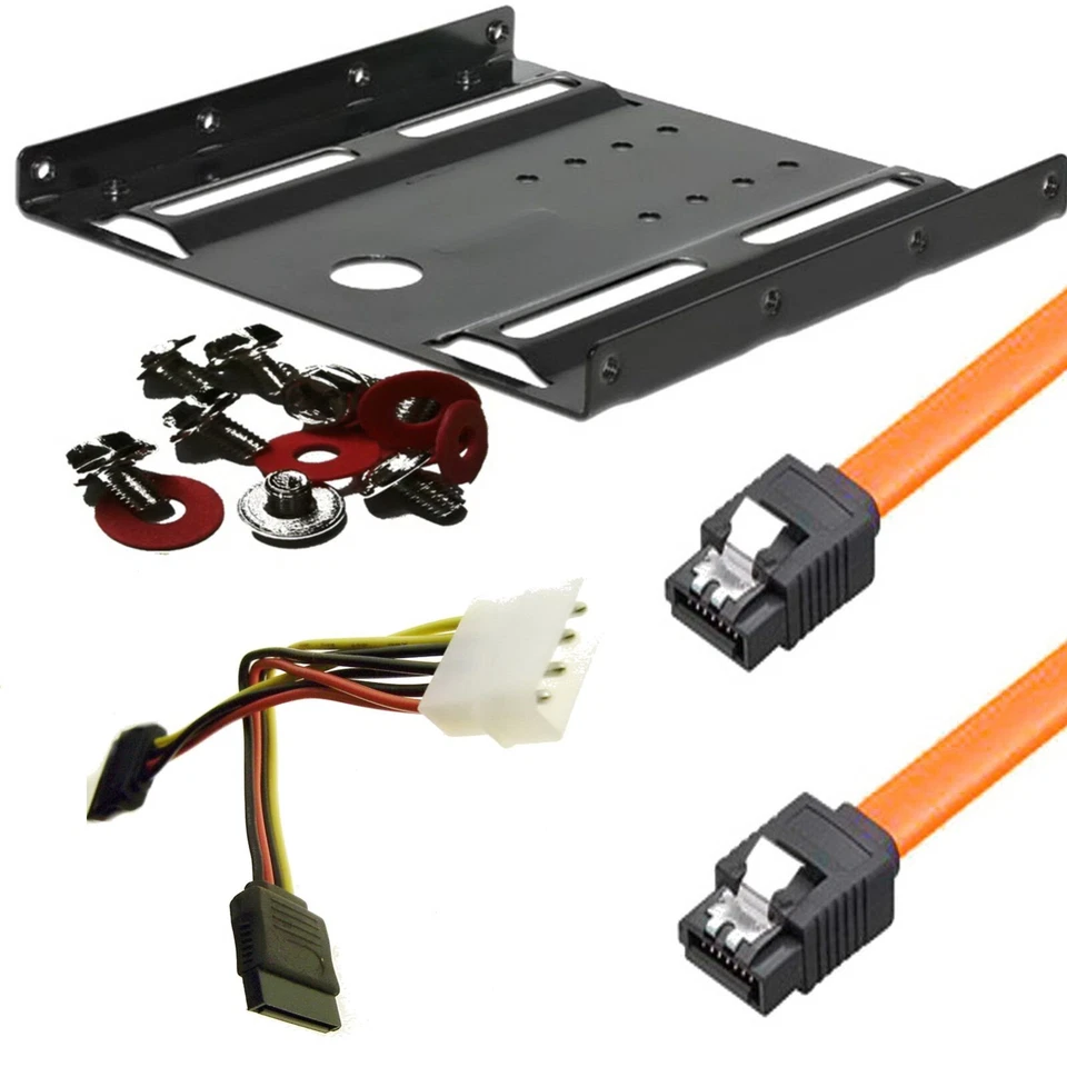 KABELBOUTIQUE® SSD Einbaurahmen Montage Adapter Rahmen S-ATA Y Strom Kabel SATA 30cm gerade 💎▄
