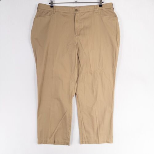 Catherines Pants Womens 24W Tan Khaki Comfort Waist Cotton Stretch Casual NEW