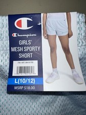 Champion Girls Mesh Sporty Short L 10/12 Bright White With Mint Green
