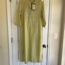 Women's Cotton Straight Kurta Ethnic Tunic Long Top EmbroidDress And Churidar