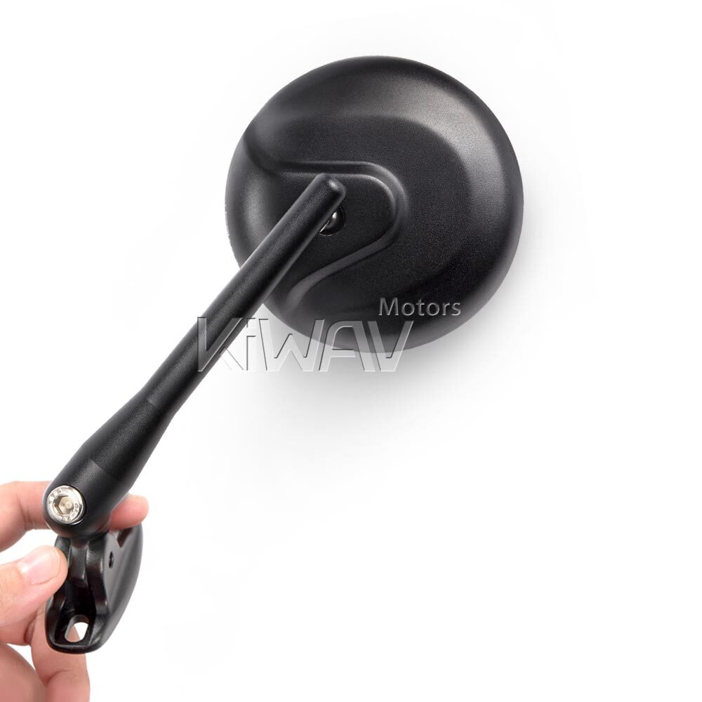 Black Retro Round Convex Fairing Mirrors with Adjustable Base for Sportsbikes