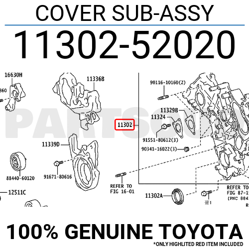 テレビ 1130252020 Genuine Toyota COVER SUB-ASSY 11302-52020 | eBay