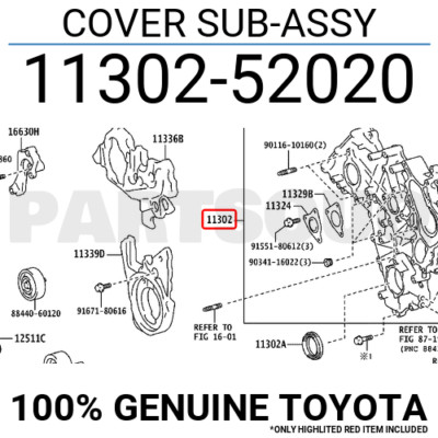 1130252020 Genuine Toyota COVER SUB-ASSY 11302-52020 | eBay
