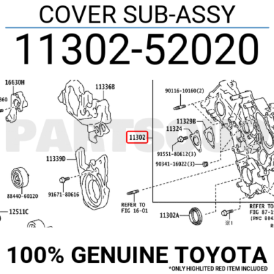 1130252020 Genuine Toyota COVER SUB-ASSY 11302-52020 | eBay