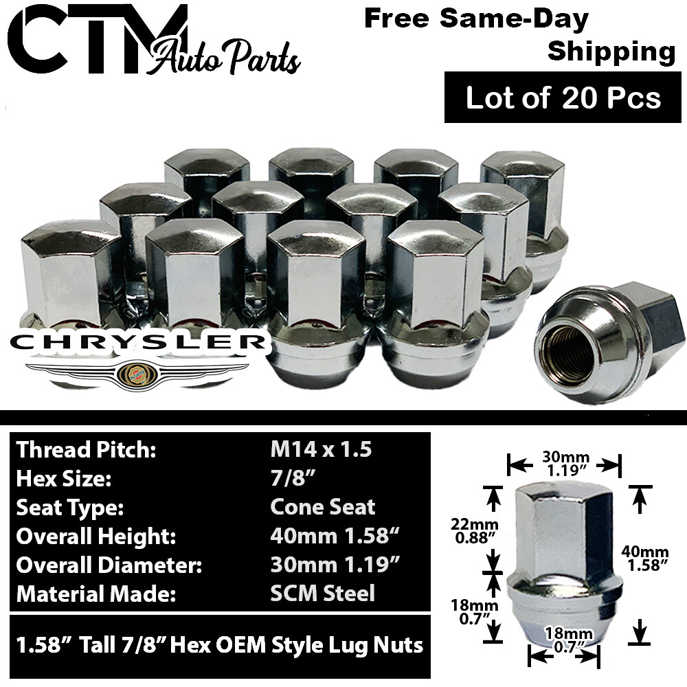 20x Chrome 04-23 Chrysler 300 OEM Factory Wheel Lug Nuts M14x1.5