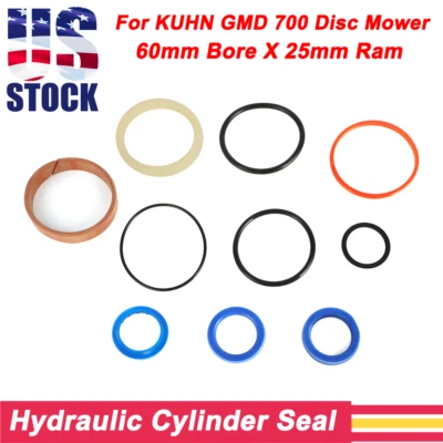 VROOMAUTOLY Hydraulic Cylinder Seal 10pcs/kit For KUHN GMD 700 Disc Mower 60mm Bore*25mm Ram