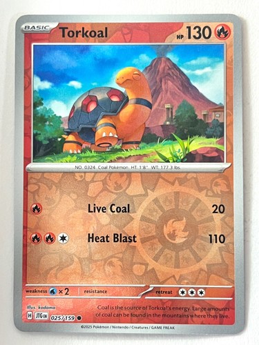 Torkoal 025/159 Reverse Holo Journey Together Pokemon - Pack Fresh Near Mint NM - Picture 3 of 10