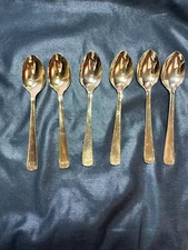 HIC Stainless Japan 6 Gold Spoons 4 1/2"