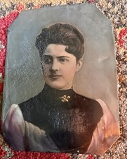 RARE Full Plate Painted Tintype FIRST LADY Frances Cleveland Wife of President