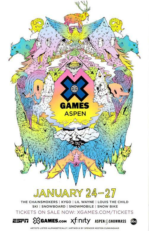 CHAINSMOKERS KYGO LIL WAYNE X GAMES ASPEN 2019 POSTER SNOWBOARD SKI