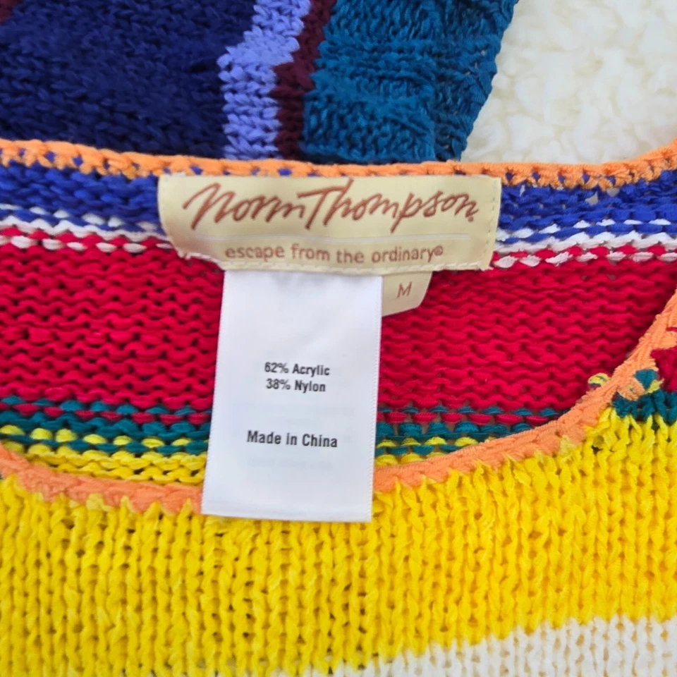 LOTE de 2 suéteres de punto Norm Thompson manga corta a rayas M vintage jersey abuela Foto 2 de 4