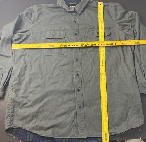 Vintage LL Bean Men's 2XL Tall Grey Plaid Warm Lined Cloth Button Up Shirt HU1 - Picture 5 of 8