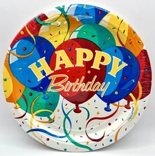 Birthday Bash Bright Colors Happy Balloons Party Supplies 9" Paper Dinner Plates