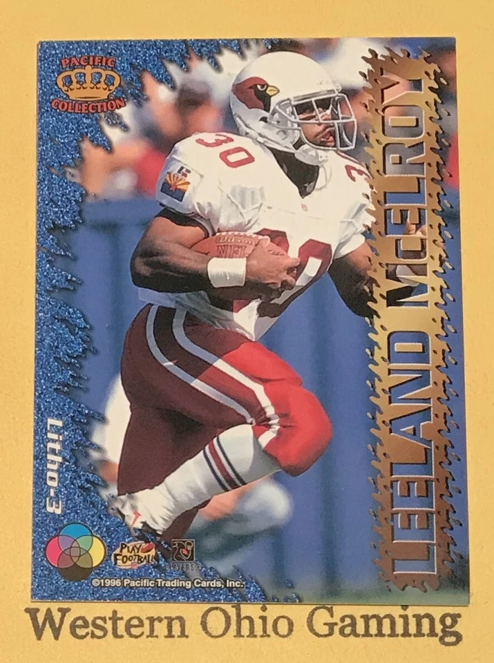 1996 Pacific Litho-Cel Leeland McElroy #3 COMPLETE Arizona Cardinals - Image 3 of 3
