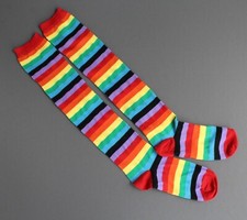 Rainbow socks long tall boot over the knee thigh socks stripes cosplay costume