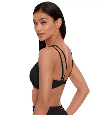 Lauren Ralph Lauren Women's Black Twist-Front Underwire Bikini Top