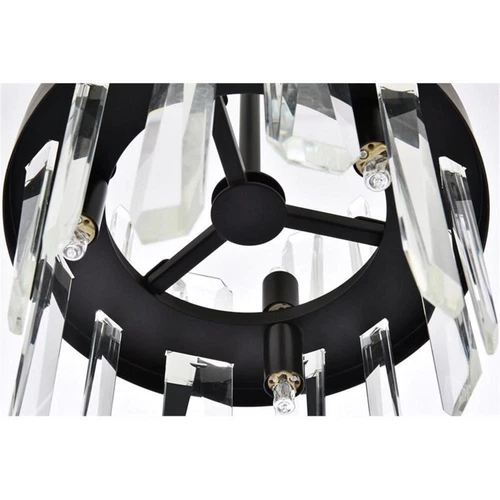 Elegant Lighting Serena 10" Round Modern Iron and Crystal Pendant in Black - Picture 7 of 8