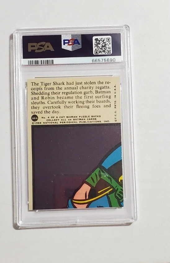 Tarjeta 1966 Topps Batman Surfing Sleuths #20A años 60 SURF alto grado PSA 8 casi nueva Foto 3 de 3