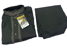 Pakistani Shalwar Kameez Mens Style Ready Made Black Color Size Small AK-3886