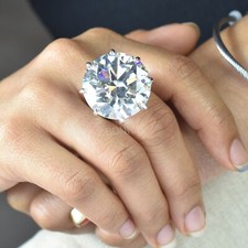 HUGE 52ct Certified White Diamond Cocktail Ring-Free Diamond Studs-Free Tariffs