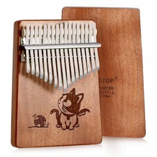 Finger 17 Keys Kalimba Thumb Piano Instrument Mahogany Wood w/ Tuner Hammer Bag