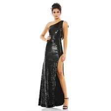 NWT Mac Duggal Sequined Asymmetric Sheath Dress With Slit - size 6