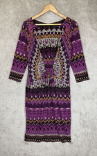 David Meister Dress Womens 10 Purple 3/4 Sleeve Back Zip Stretch Lined- 9840 