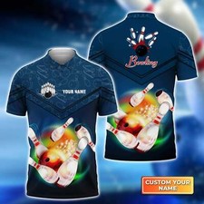 Bowling Ball Flying Rainbow Fire 3D Polo Shirt, Men's Polo Shirt, Polo Shirt for