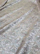 Asian Pattern Jacquard Brocade Fabric By The Yard Sage Beige For Dress Upholster