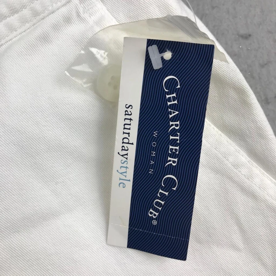 Pantalones Cortos Charter Club Mujer 24W Blanco Capri Recto Frente Plano Capa Mayo Nuevos con Etiquetas Foto 4 de 4