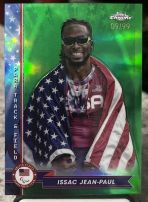 2024 Topps Chrome US Olympic & Paralympic Isaac Jean-Paul Green Refractor /99