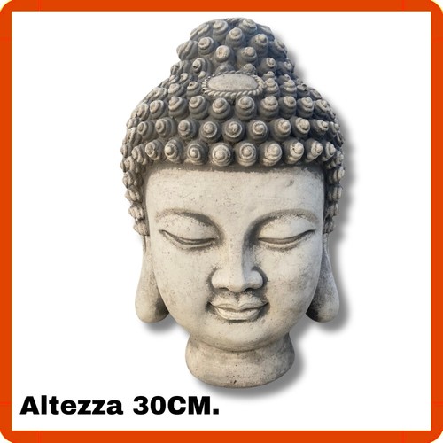 Statua da giardino per esterno scultura testa Buddha in cemento no pietra 30CM - Foto 2 di 5