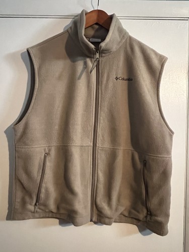 Columbia Midweight Fleece Jacket Vest (Men's Extra Large) Tan Khaki Light Brown