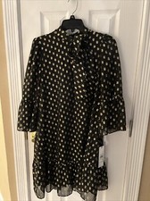 NWT CALVIN KLEIN Womens Black Bow 3/4 Sleeve Above Knee Sheath Dress 4 139 