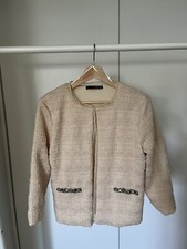 Soft Tweed Jacket-Cream Color-Long Sleeves-Eur: Medium-see Pictures For Measures