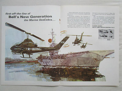 7/1970 PUB BELL HELICOPTER TEXTRON US NAVY MARINE SEACOBRA USS CARRIER AD