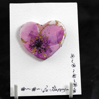 Unique Heart Brooch Pin Made of Polymer Clay Handmade OOAK by