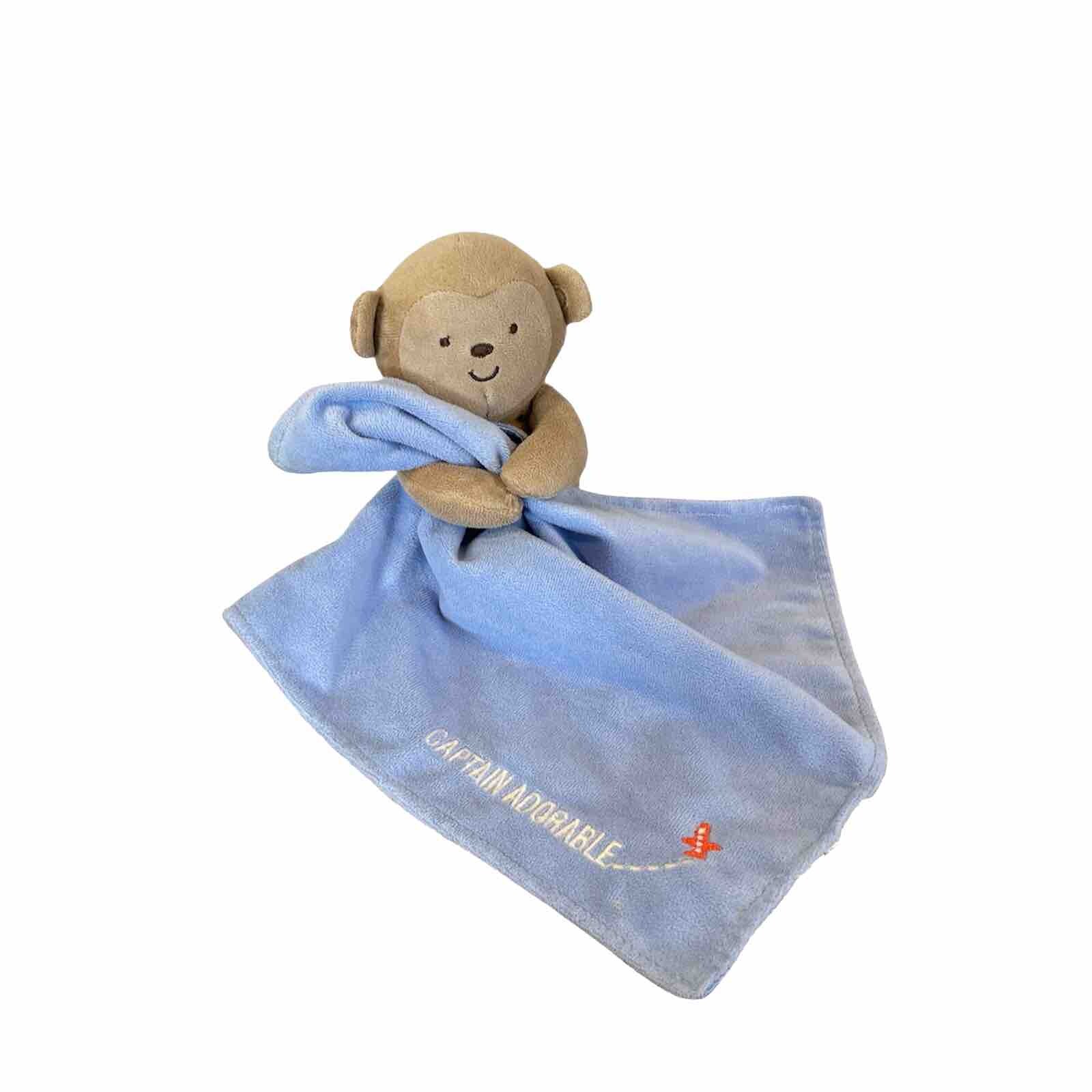 Carters Child of Mine Blue Monkey Captain Adorable Satin Lovey Rattle Blanket eBay