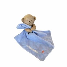 Carters Child of Mine Blue Monkey Captain Adorable Satin Lovey Rattle Blanket