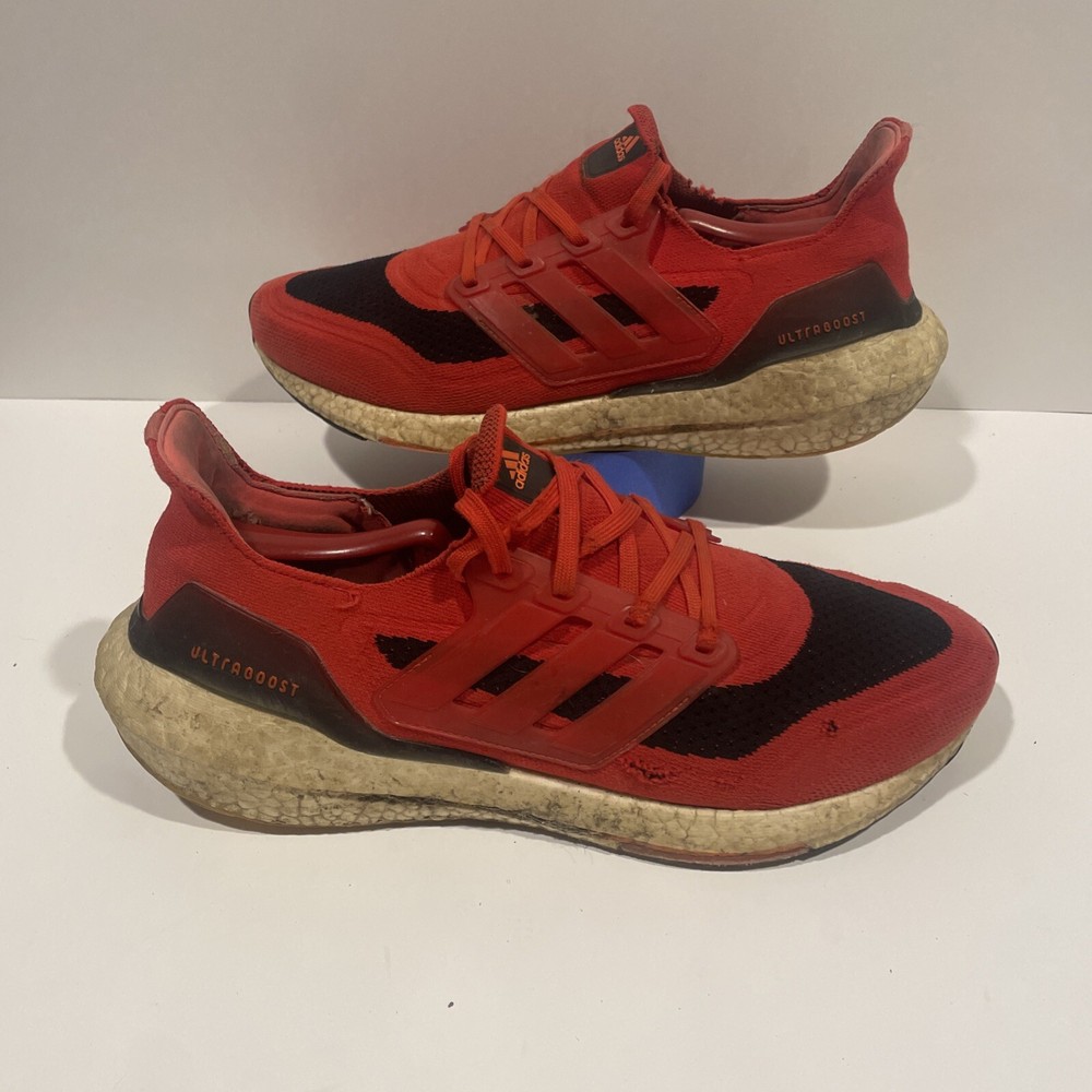 Adidas UltraBoost 21 Running Mens Size 10.5 Red Black White FY0387