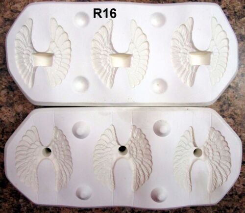 Vintage 1992 Scioto #S2279 Three Candle Holder Angel Wings Ceramic Mold (R16)