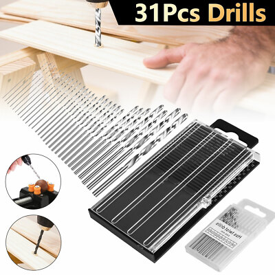 31pc Mini Tiny Micro Hand HSS Twist Drill Bits Set Set 0.3-1.6mm Bit Spiral Vise