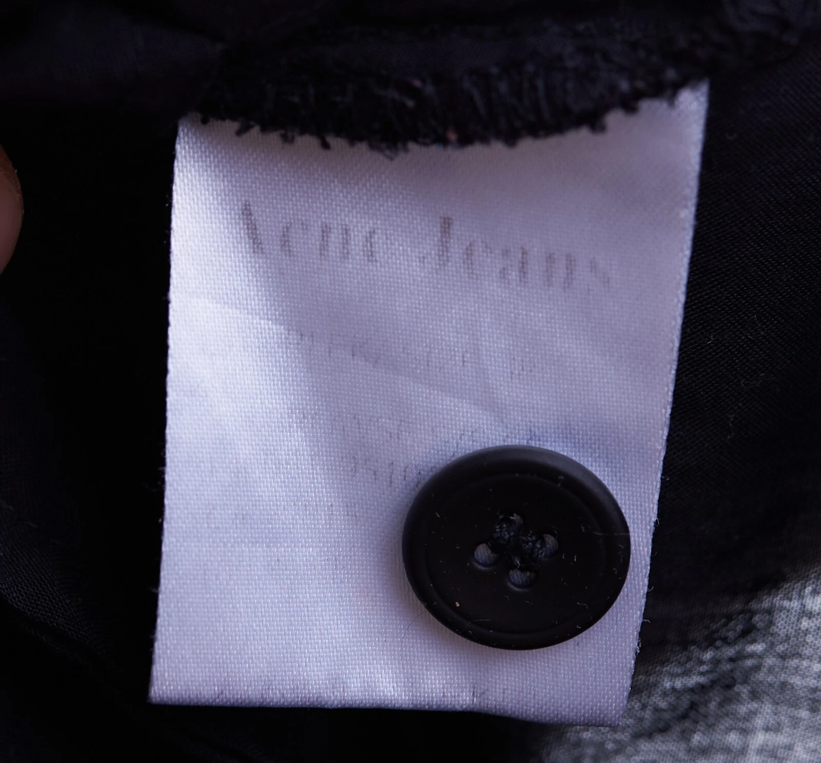 ACNE STUDIOS Jeans acne neri piccole tasche bottoni anteriori minimalisti #S13