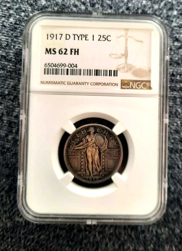 1917D Type 1 Standing Liberty Quarter 25C NGC MS 62 FH