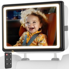 Baby Car Mirror with Light - Remote Control, 360  Adjustable, Shatter Resista...