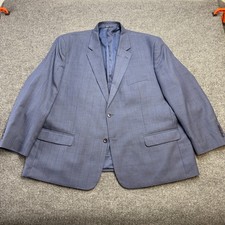 Oak Hill Blazer Men 54R Blue Windowpane Plaid Suit Jacket Sport Coat Perfect Fit
