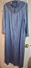 VTG Vanity Fair 1/2 Zip Front Robe House Coat Blue Size 14